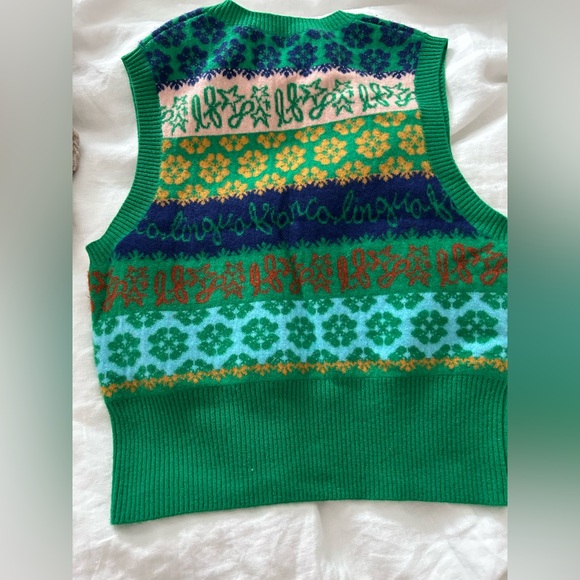 Lingua Franca Colorful Patterned 100% Cashmere Sweater Vest Brand New! No tags - Picture 2 of 7